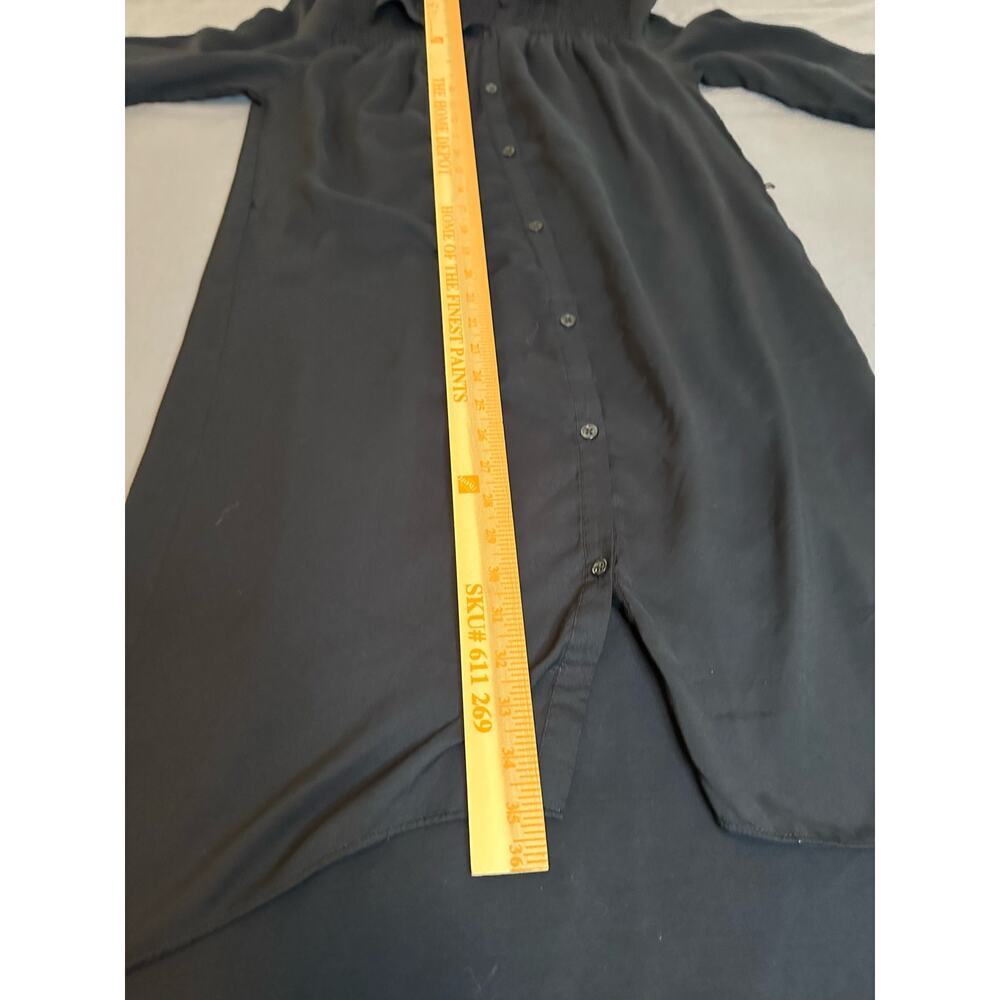 Simply Vera Wang Womens Smocked Shirt Dress Lightweight Size M Black witchy goth - Picture 13 of 15